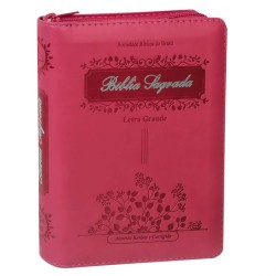 BÍBLIA-ROSA | LETRA GRANDE | ÍNDICA DIGITAL | FECHO 